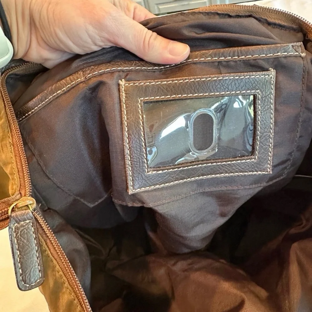 Nine West Olive Green Tote with Dark Brown Trim - Picture 9 of 12